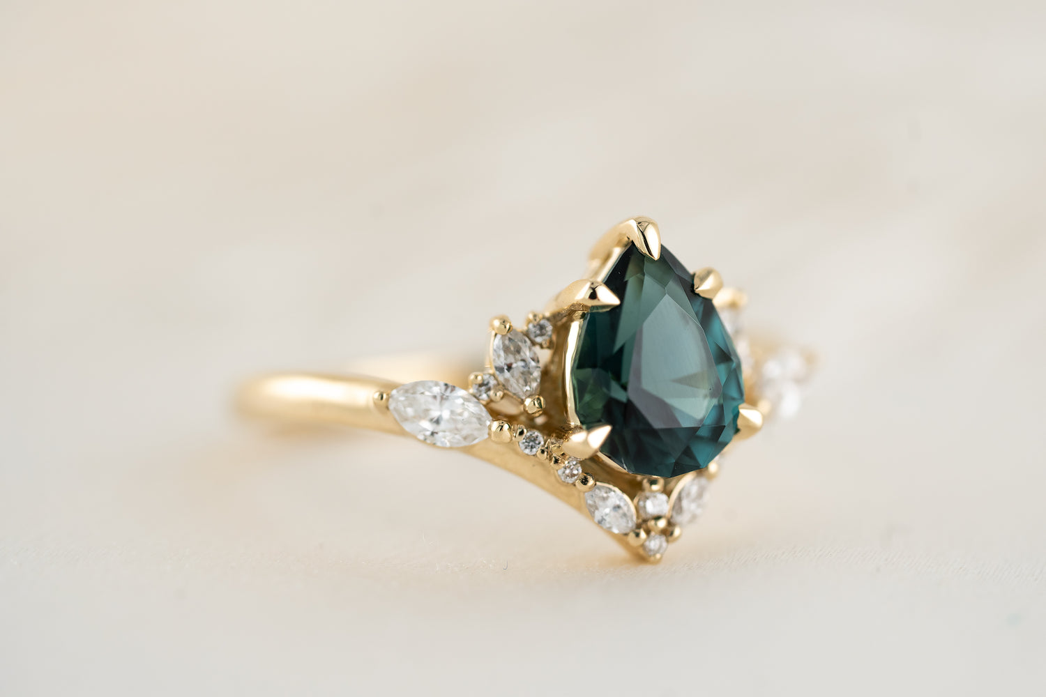 The Aurora Ring | 1.31 CT Pear Cut Indicolite Tourmaline - Lavender Creek Gems 