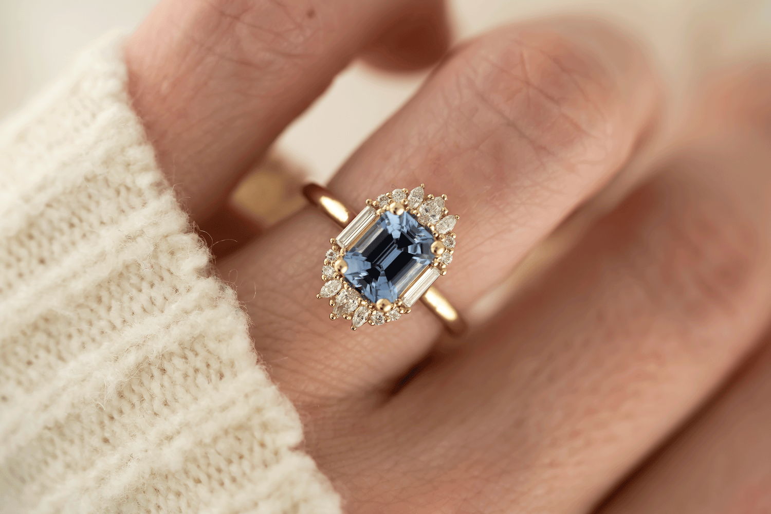 The Georgia Ring | 1.89 CT Emerald Cut Blue Sapphire