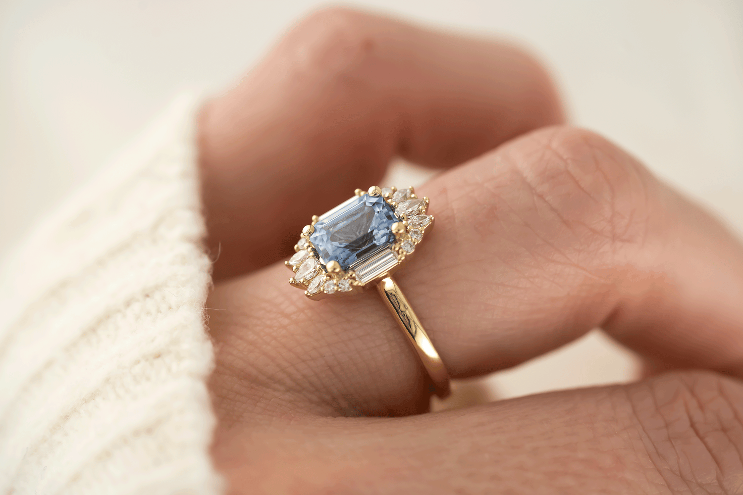 The Georgia Ring | 1.89 CT Emerald Cut Blue Sapphire