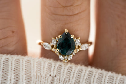 The Aurora Ring | 1.31 CT Pear Cut Indicolite Tourmaline - Lavender Creek Gems 