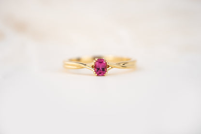 The Fates Ring | 0.28 CT Elongated Cushion Hot Pink Spinel - Lavender Creek Gems 