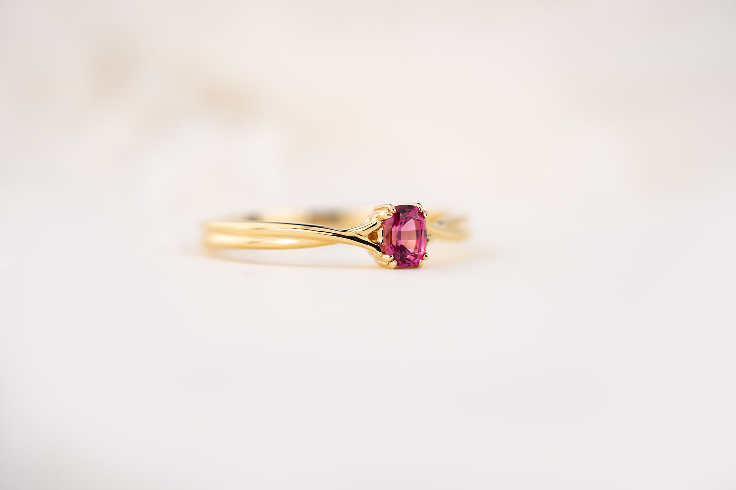The Fates Ring | 0.28 CT Elongated Cushion Hot Pink Spinel - Lavender Creek Gems 