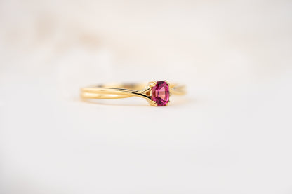 The Fates Ring | 0.28 CT Elongated Cushion Hot Pink Spinel - Lavender Creek Gems 