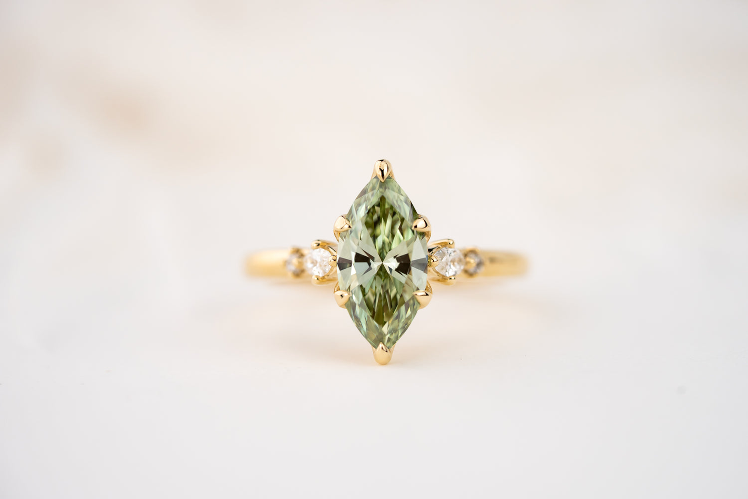 The Skye Ring | 1.56 CT Marquise Green Diamond - Lavender Creek Gems 