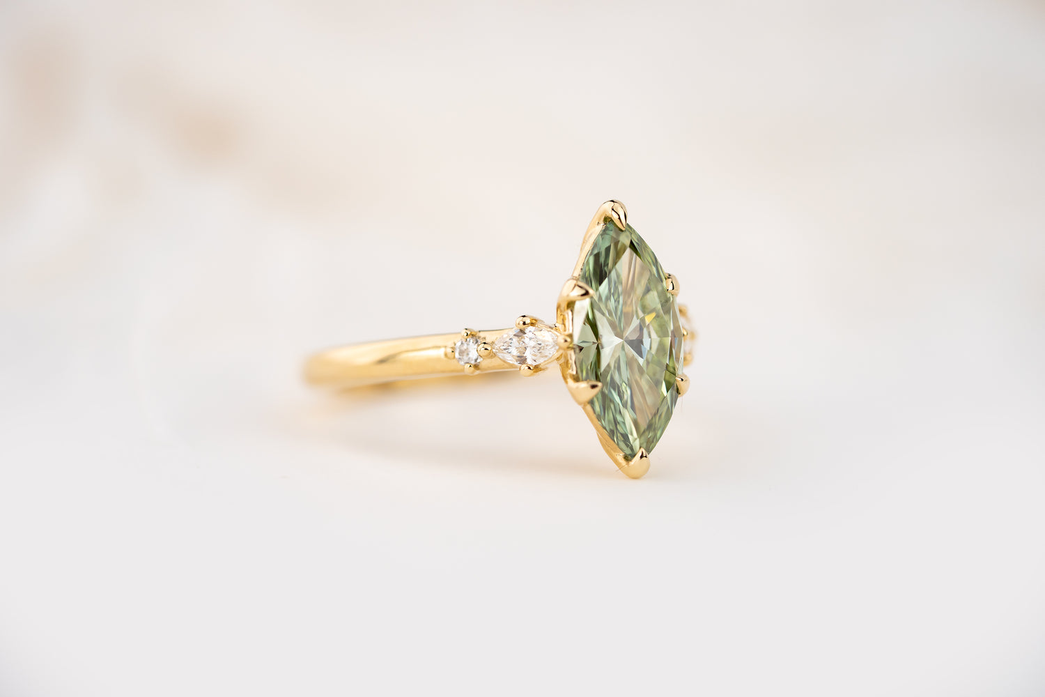 The Skye Ring | 1.56 CT Marquise Green Diamond - Lavender Creek Gems 