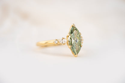 The Skye Ring | 1.56 CT Marquise Green Diamond - Lavender Creek Gems 