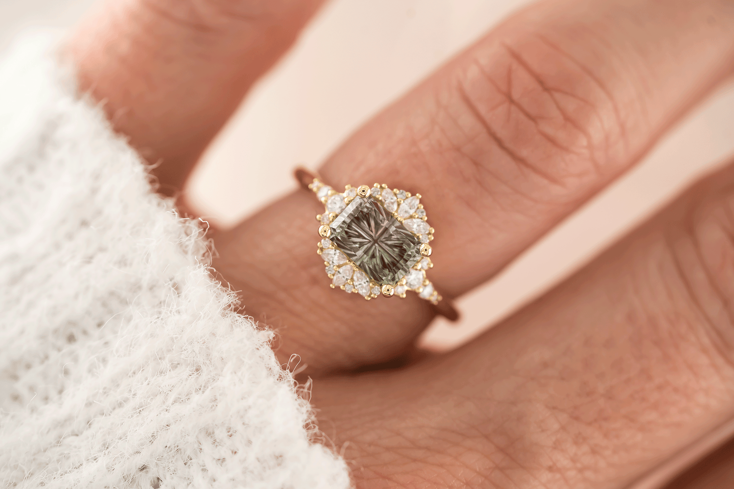 The Comtesse Ring | 1.56 CT Rectangular Starbrite Watermelon Tourmaline