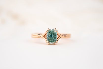 The Fates Ring | 1.09 CT Radiant Teal Diamond - Lavender Creek Gems 