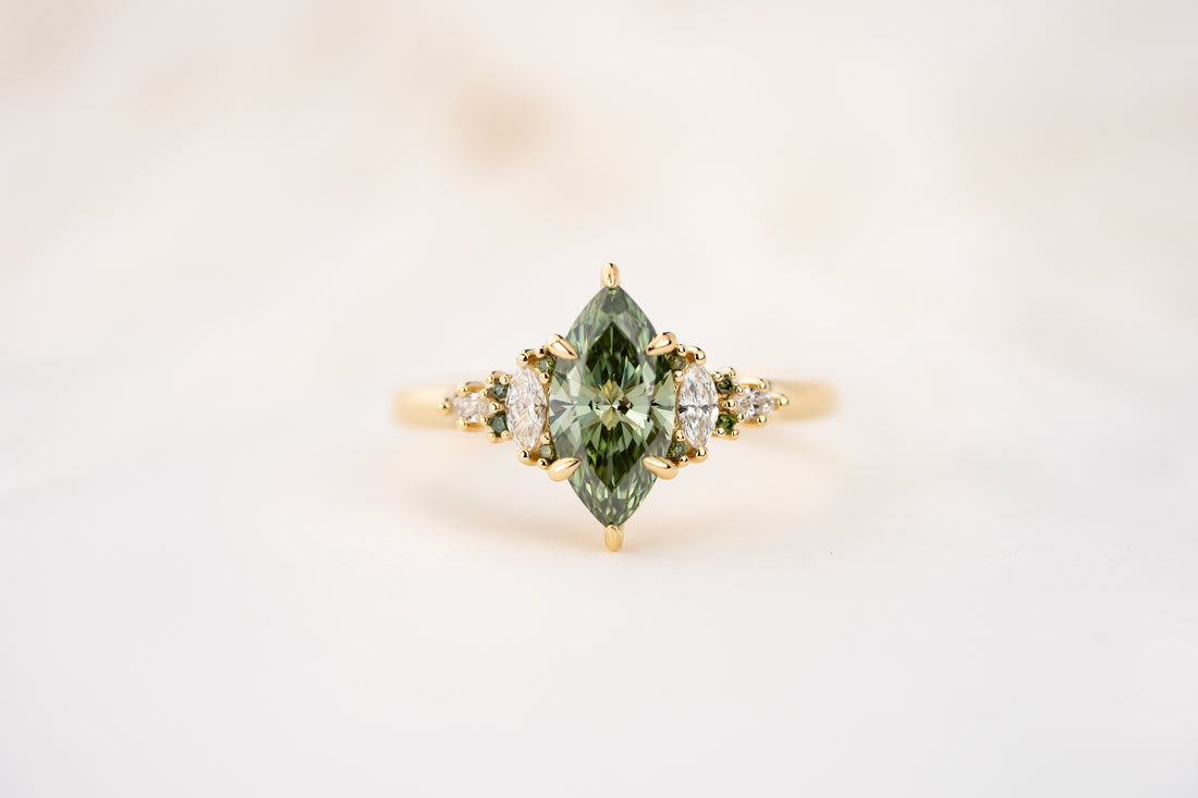 The Maeve Ring | 1.14 CT Marquise Green Diamond - Lavender Creek Gems 