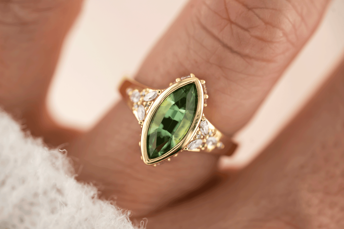 The Daylight Ring | 1.75 CT Marquise Vanadium Green Tourmaline