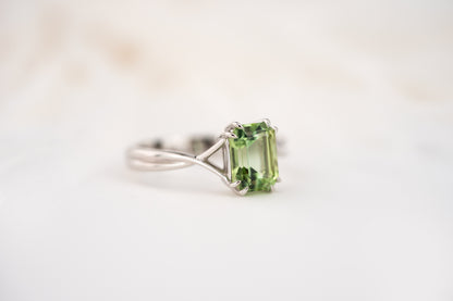 The Fates Ring | 1.78 CT Emerald Cut Green Tourmaline - Lavender Creek Gems 