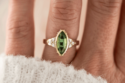 The Daylight Ring | 1.75 CT Marquise Vanadium Green Tourmaline