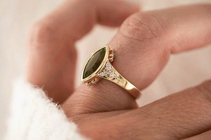 The Daylight Ring | 1.75 CT Marquise Vanadium Green Tourmaline