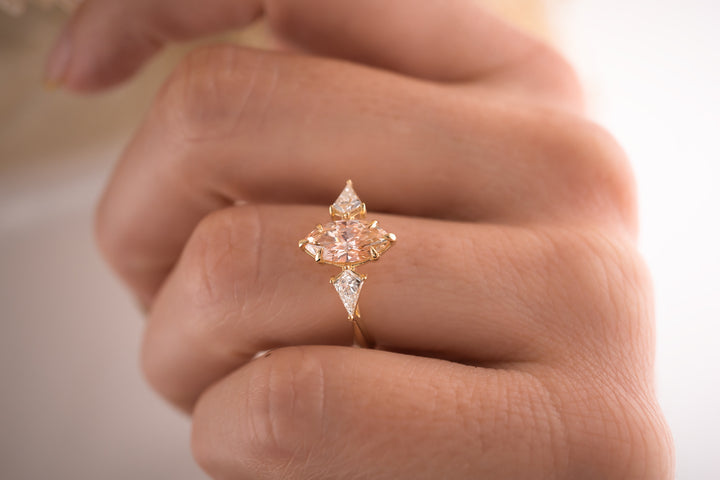 The Violet 1.2 CT Marquise Peach Lab Diamond Ring