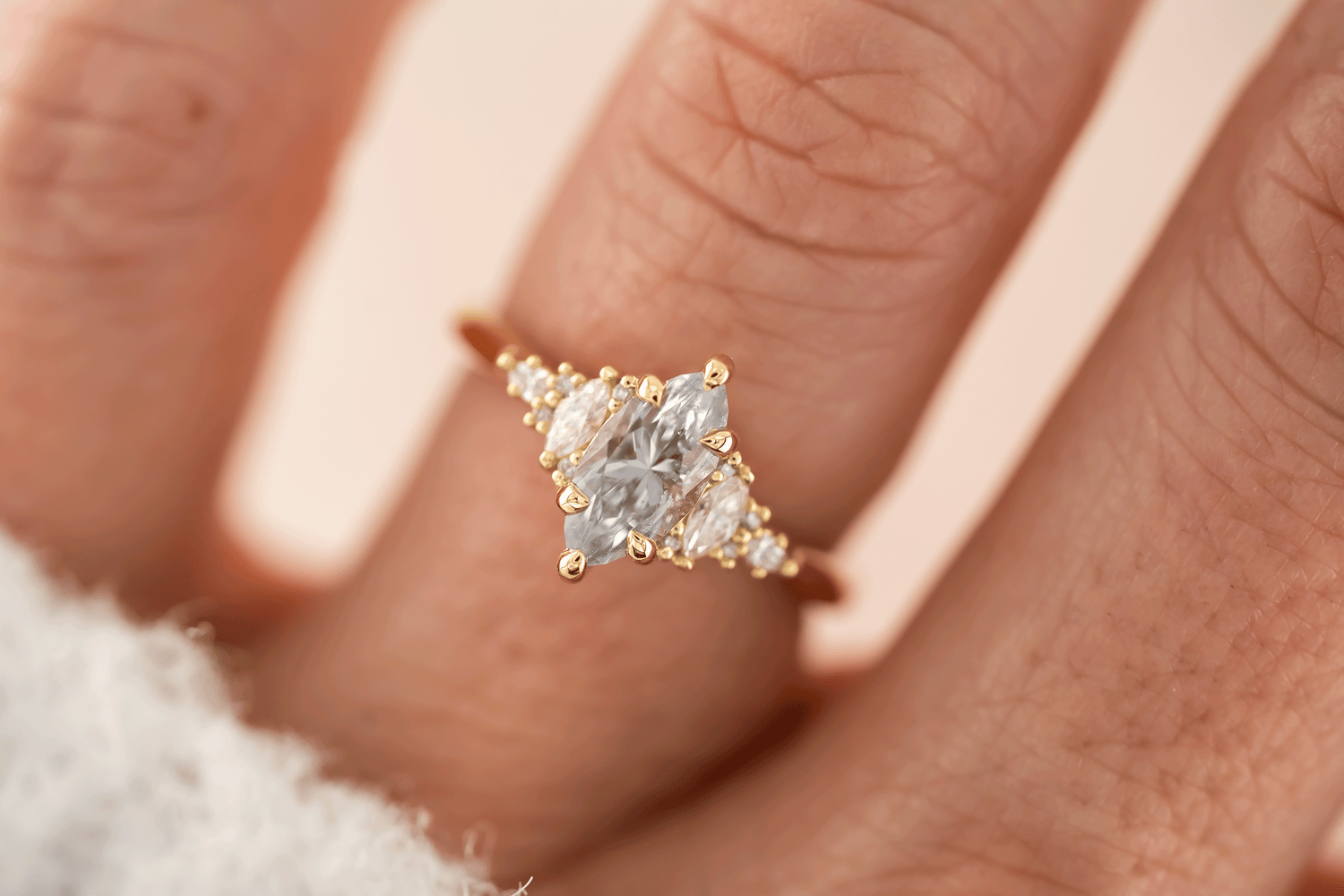 The Maeve Ring | 1.25 CT Pastel Blue/Purple Marquise Sapphire