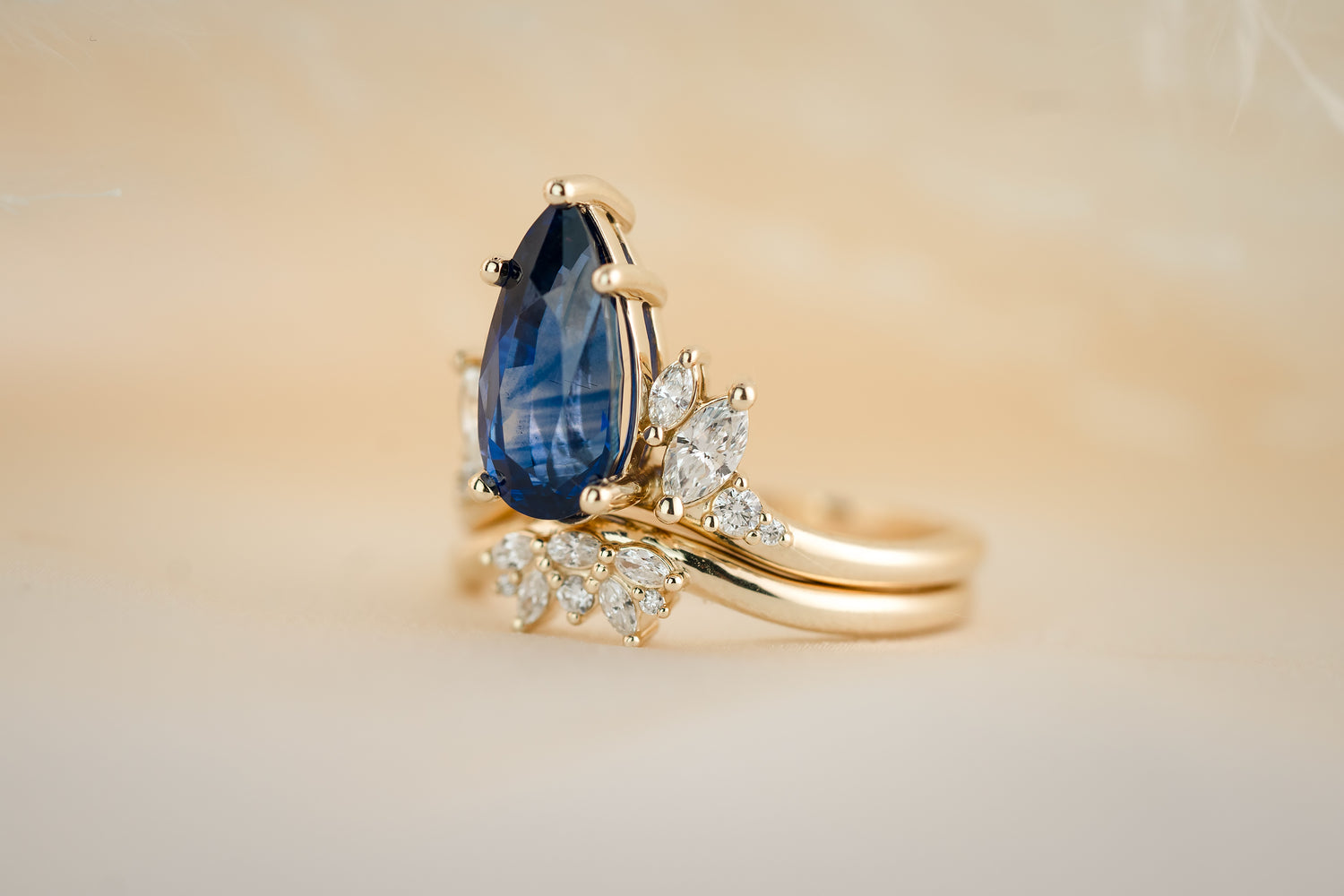 The Seraphine Set | 2.97 CT Pear Blue Sapphire - Lavender Creek Gems 