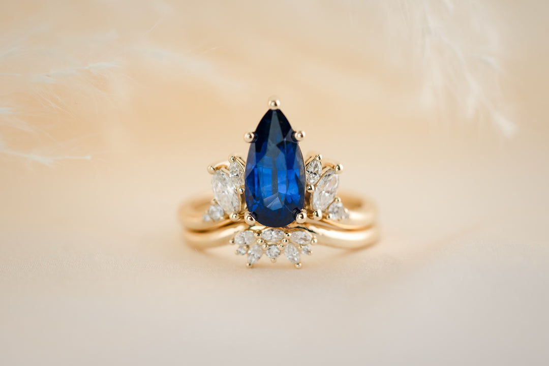 The Seraphine 2.97 CT Pear Blue Sapphire Wedding Set