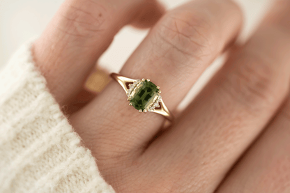 The Serendipity Ring | 1.56 CT Cushion Green Sapphire