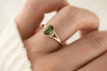 The Serendipity Ring | 1.56 CT Cushion Green Sapphire