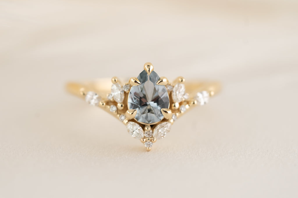 The Aurora Ring - 0.66 CT Pear Light Blue Sapphire - Lavender Creek Gems 