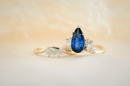 The Seraphine Set | 2.97 CT Pear Blue Sapphire - Lavender Creek Gems 