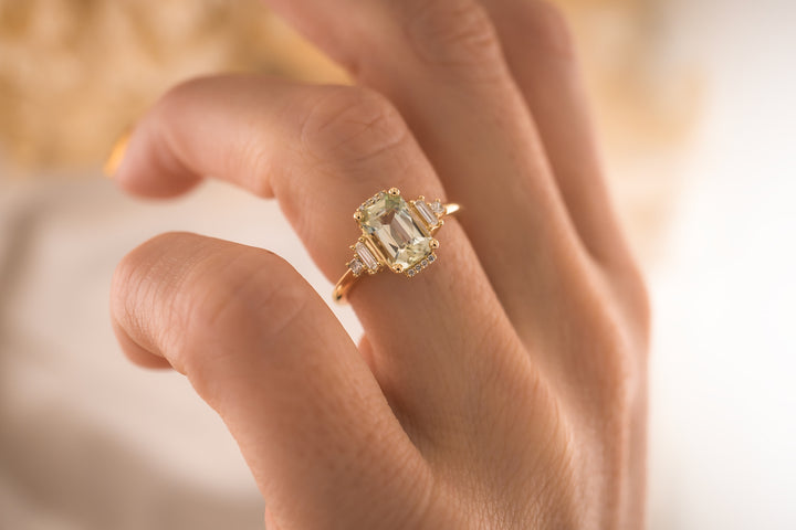 The Sura 1.5 CT Fancy Emerald Cut Mint Green Tourmaline Ring