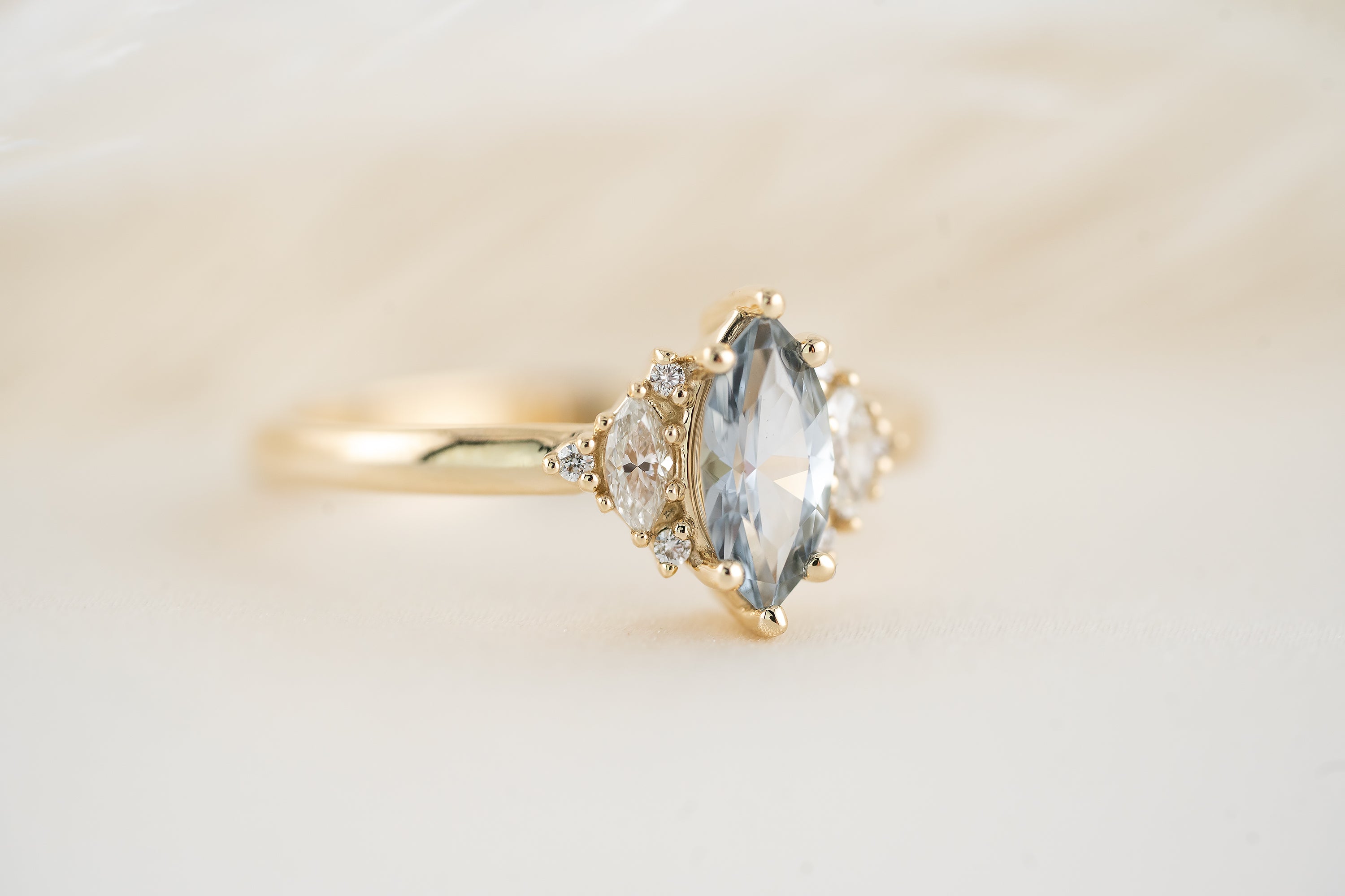The Maren Ring | 0.65 CT Marquise Blue Sapphire - Lavender Creek Gems 