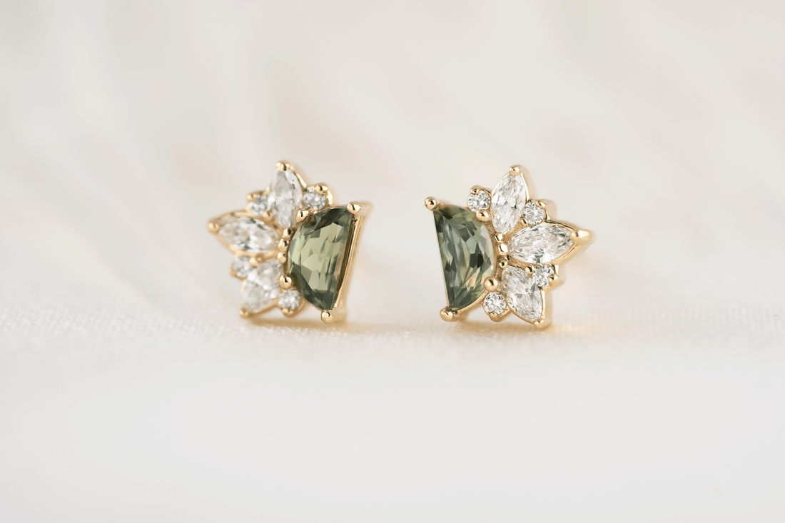 The Stardust Earrings | Green Sapphire