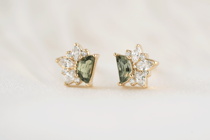 The Stardust Earrings | Green Sapphire