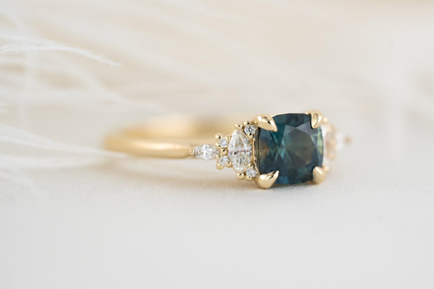 The Maeve - 1.35 CT Cushion Cut Navy Blue Montana Sapphire - Lavender Creek Gems 