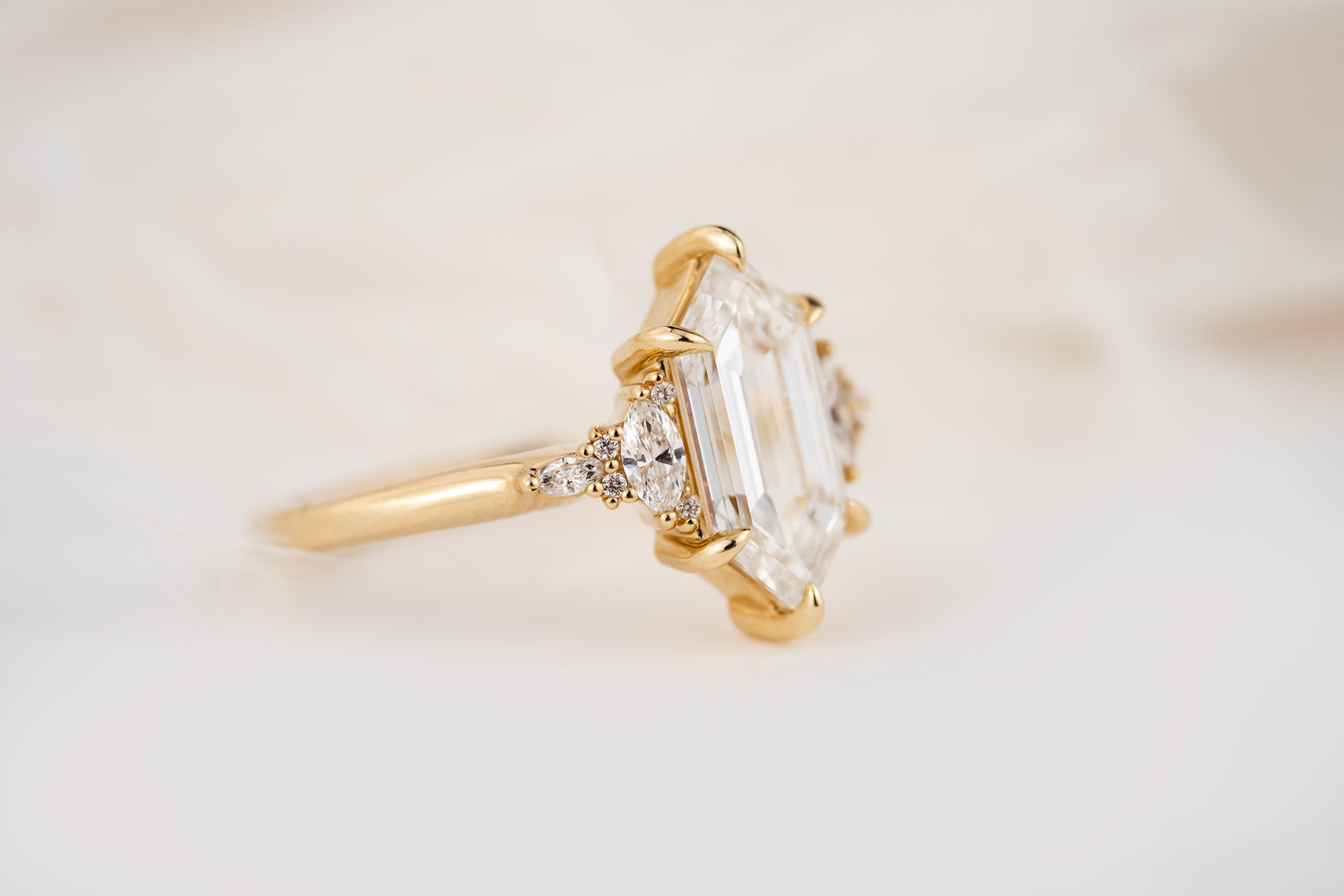 The Low Maeve Ring | 2 CT Elongated Hexagon Diamond - Lavender Creek Gems 