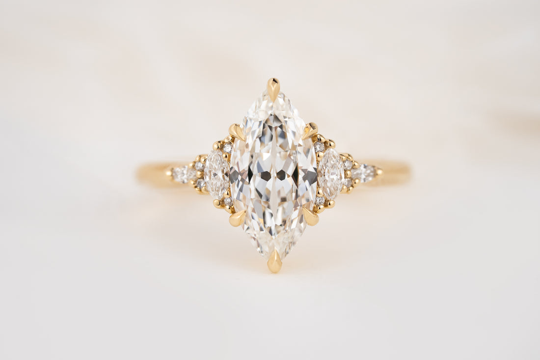The Low Maeve Ring | 2 CT Flower Cut Marquise Diamond - Lavender Creek Gems 
