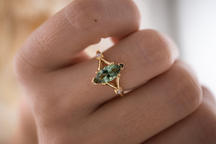 The Lúthien 1.1 CT Marquise Teal Green Ring