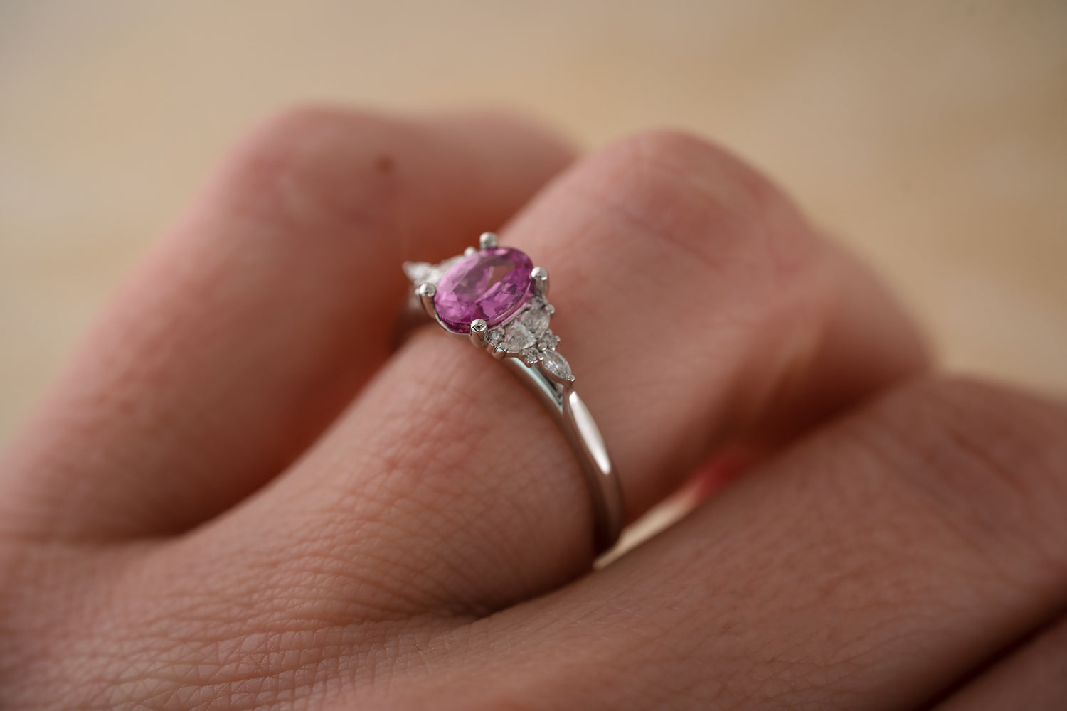 The Maeve Ring | 0.8 CT Oval Pink Sapphire - Lavender Creek Gems 