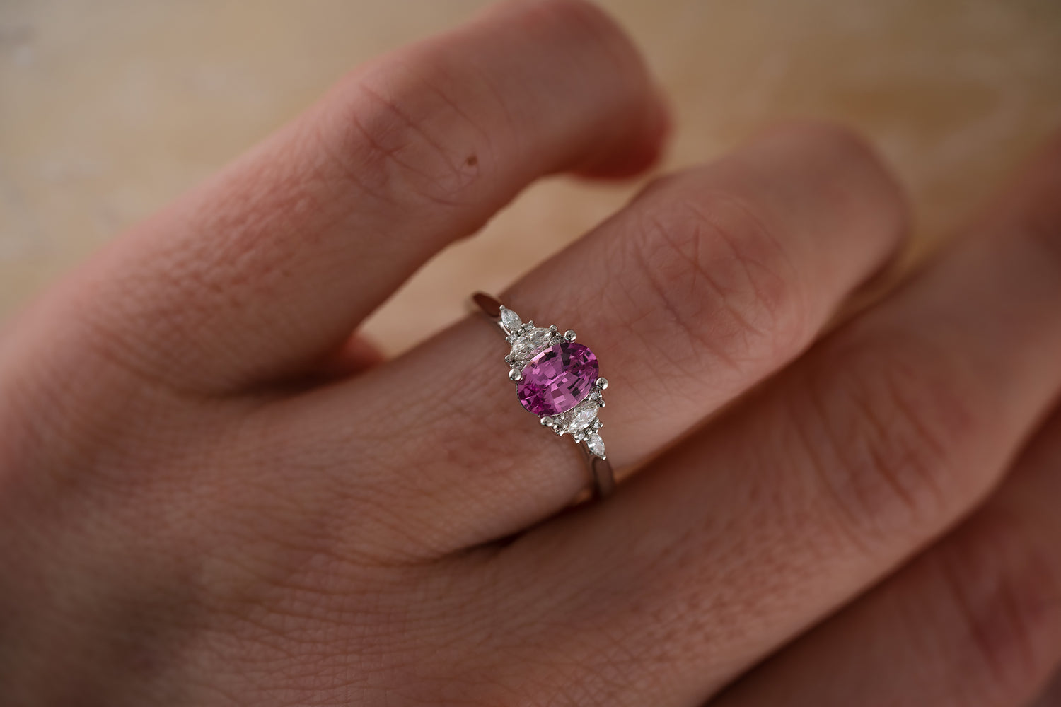 The Maeve Ring | 0.8 CT Oval Pink Sapphire - Lavender Creek Gems 