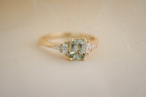 The Maeve 0.9 CT Emerald Cut Steel Blue/Green Sapphire Ring - Lavender Creek Gems 