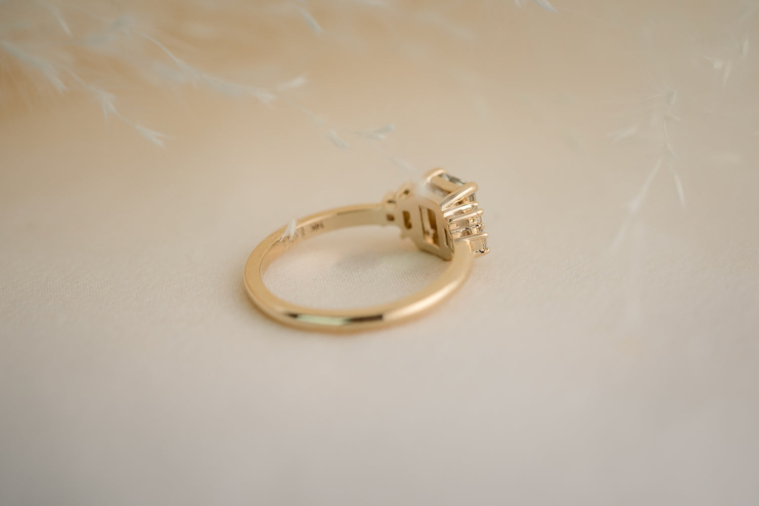 The Maeve 0.9 CT Emerald Cut Steel Blue/Green Sapphire Ring - Lavender Creek Gems 