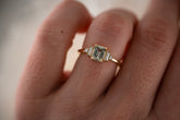 The Mira 0.87 CT Emerald Cut Steel Blue/Green Sapphire Ring - Lavender Creek Gems 