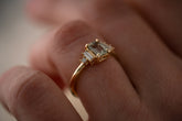 The Mira 0.87 CT Emerald Cut Steel Blue/Green Sapphire Ring - Lavender Creek Gems 