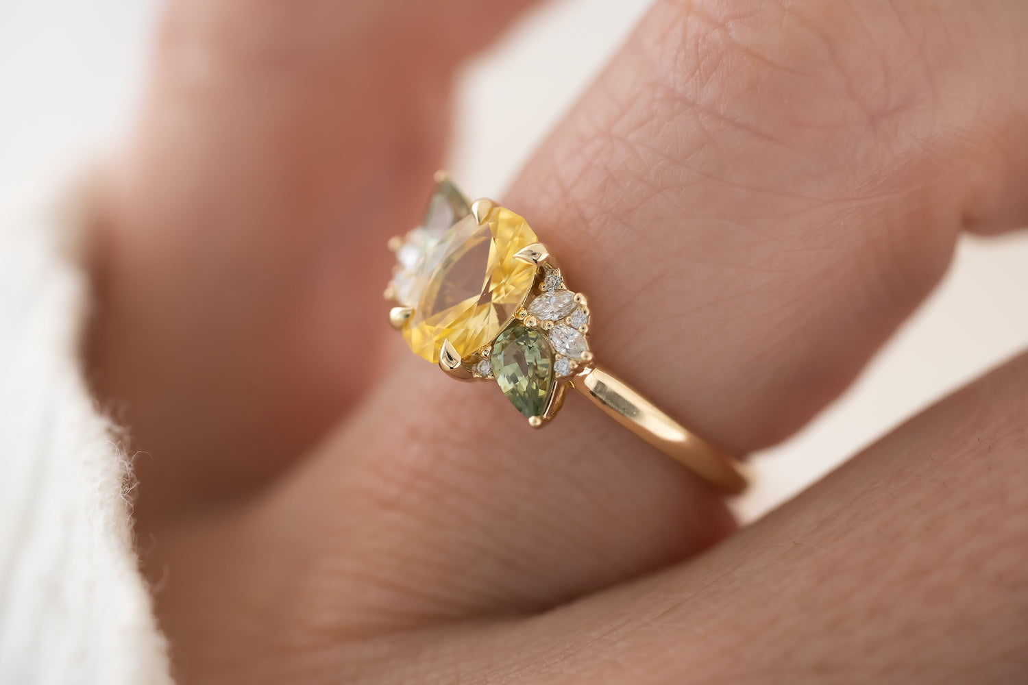 The Fleur 1.36 CT Oval Yellow Sapphire Ring - Lavender Creek Gems 