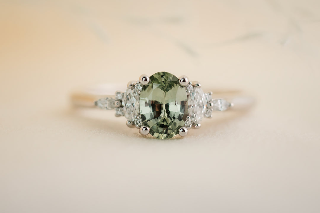 The Maeve 0.83 CT Oval Mint Green Sapphire Ring