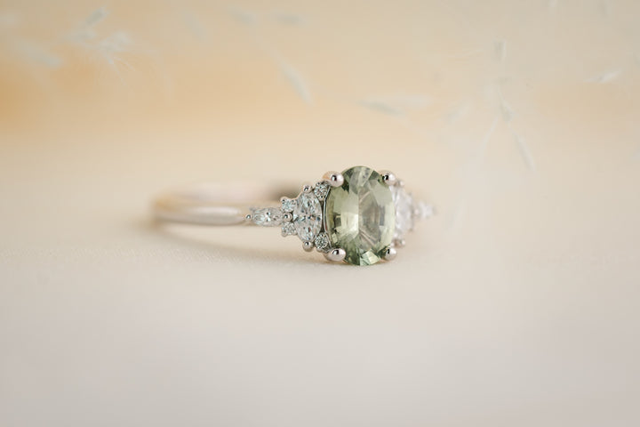 The Maeve 0.83 CT Oval Mint Green Sapphire Ring