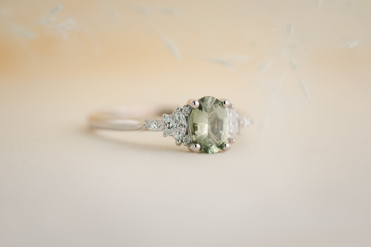 The Maeve 0.83 CT Oval Mint Green Sapphire Ring - Lavender Creek Gems 