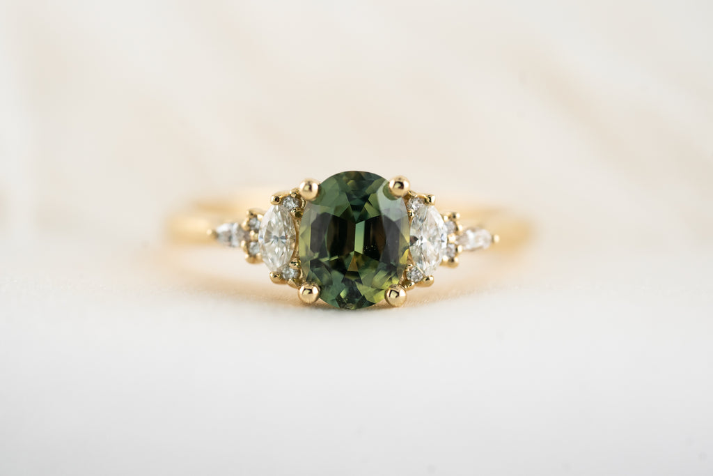 The Maeve Ring | 1.29 CT Oval Green Sapphire - Lavender Creek Gems 