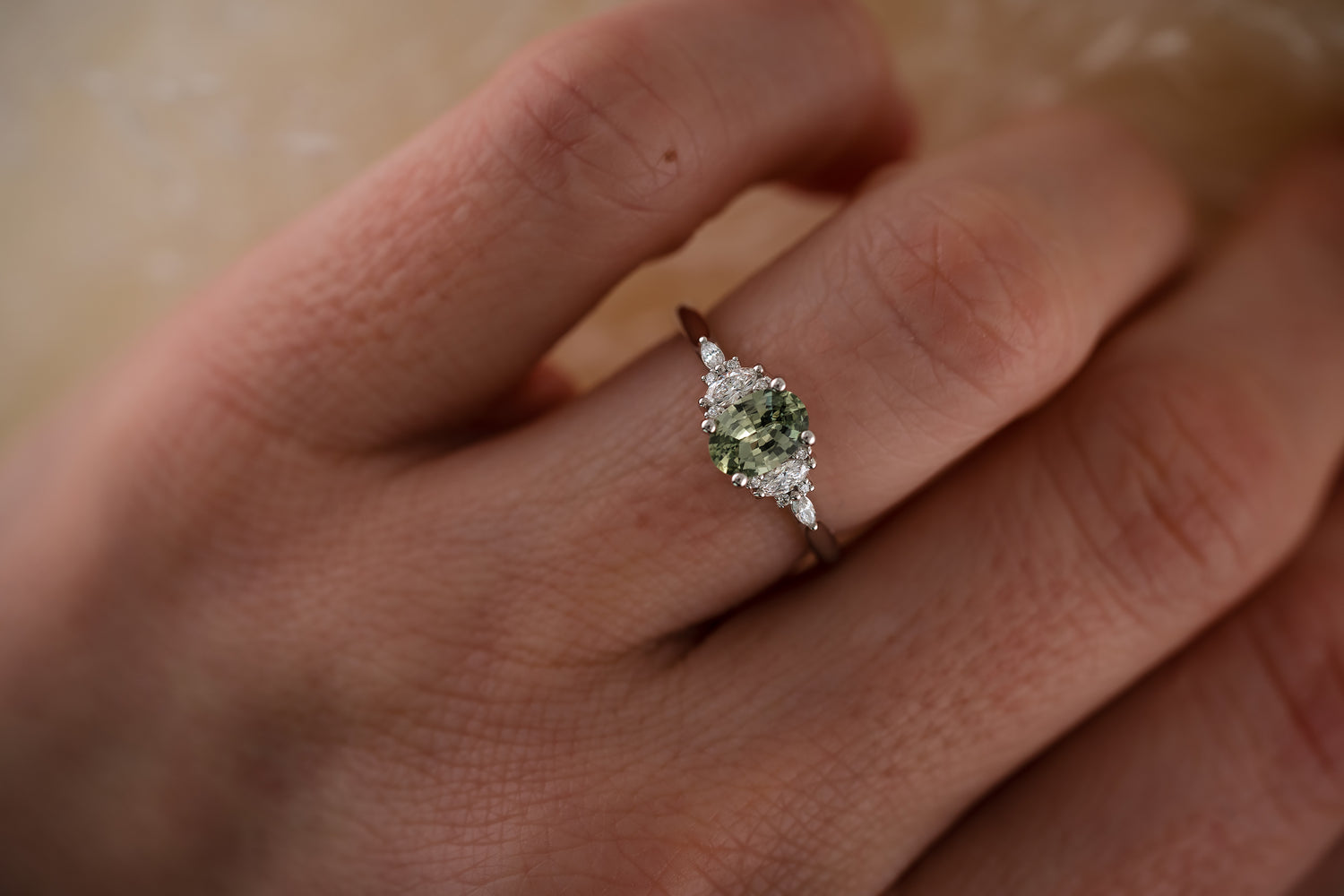 The Maeve 0.83 CT Oval Mint Green Sapphire Ring - Lavender Creek Gems 