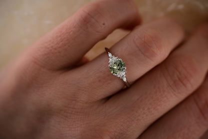 The Maeve 0.83 CT Oval Mint Green Sapphire Ring - Lavender Creek Gems 