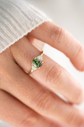 The Maeve Ring | 1.29 CT Oval Green Sapphire - Lavender Creek Gems 