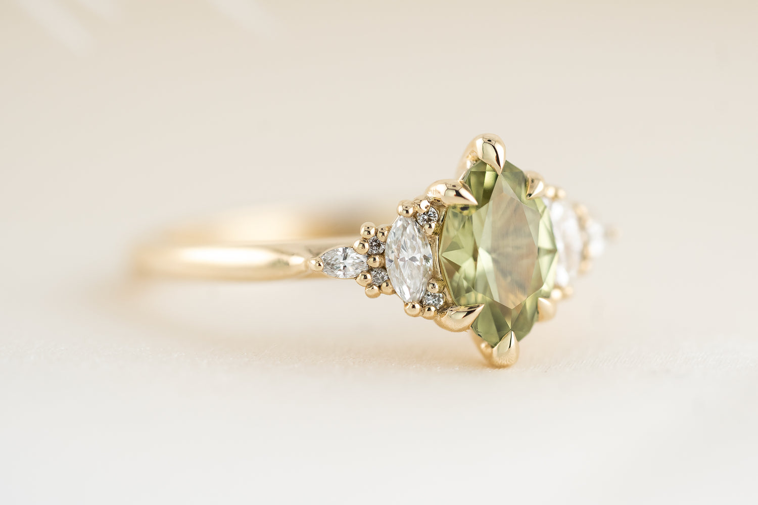 The Maeve Ring | 1.02 Marquise Green Sapphire - Lavender Creek Gems 