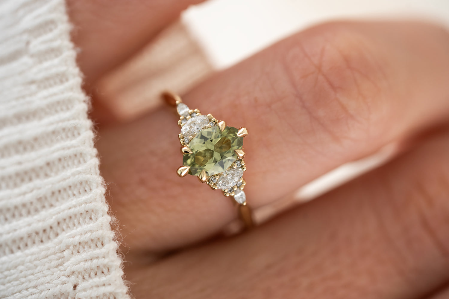 The Maeve Ring | 1.02 Marquise Green Sapphire - Lavender Creek Gems 