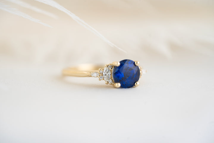 The Maeve Ring - 1.87 CT Round Royal Blue Sapphire Ring